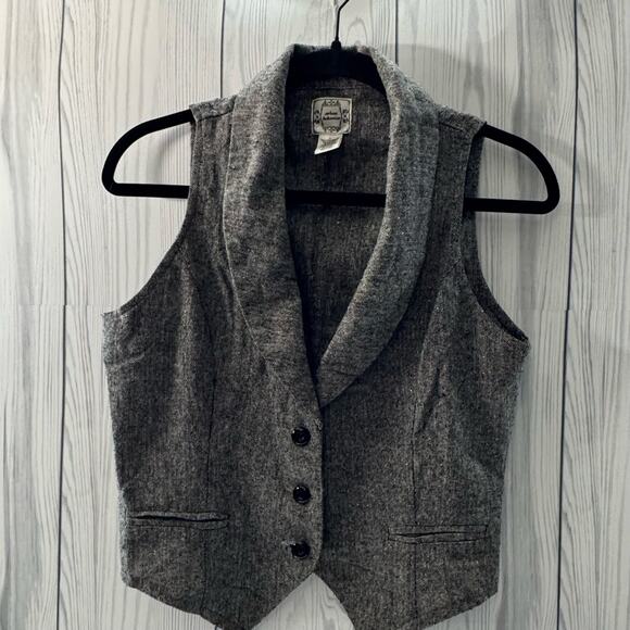 Vintage y2K Urban Behavior Gray Suit Vest Size L cotton Wool - Picture 1 of 7